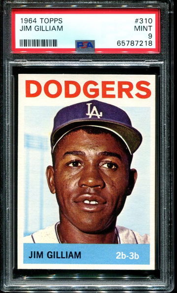 1964 TOPPS #310 JIM GILLIAM DODGERS PSA 9