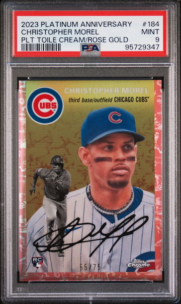 2023 Topps Chrome #184 Christopher Morel Platinum Anniversary /75 PSA 9