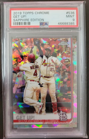 2019 Topps Chrome Sapphire Get Up Molina Ozuna PSA 9 Mint Cardinals