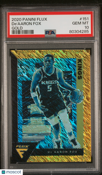 2020 Panini Flux De'aaron Fox #151 Gold PSA 10