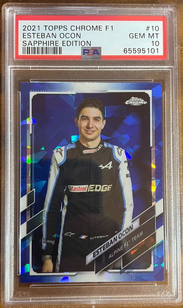 2021 TOPPS CHROME F1 SAPPHIRE ESTEBAN OCON #10 PSA 10 GEM MINT