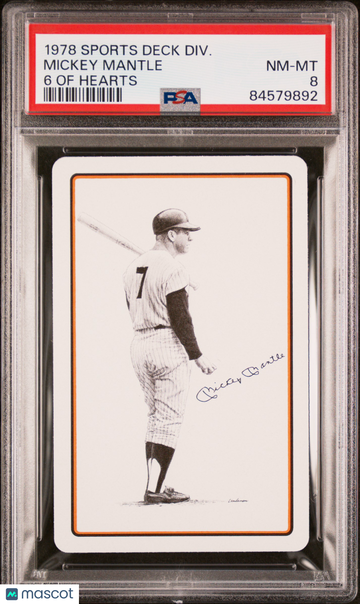 1978 Sports Deck Divison Mickey Mantle - Yankees - Six of Hearts