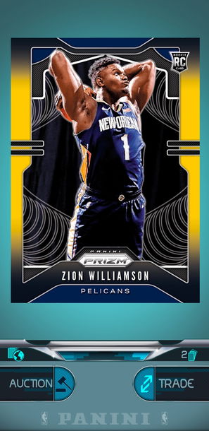 2019 Panini DUNK Digital Zion Williamson Prizm Card Hunter (Black Gold)