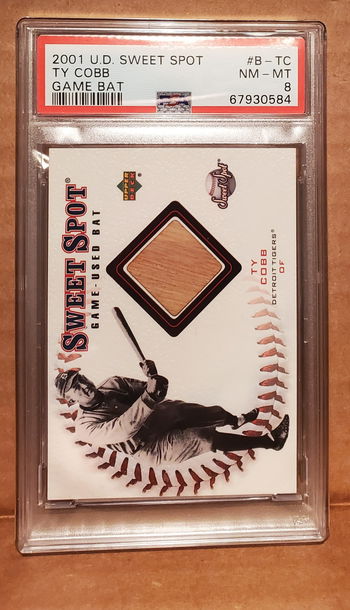 2001 Upper Deck Sweet Spot Ty Cobb Game Bat PSA 8 NM-MT (Hall of Famer)