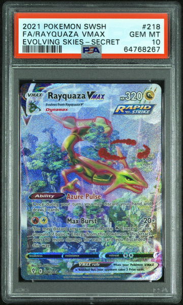 2021 Pokemon Sword and Shield Evolving Skies Secret Rare Rayquaza Vmax #218 PSA 10