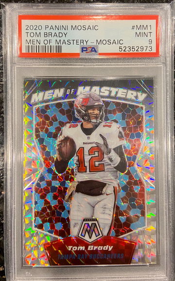 2020 Panini Mosaic TOM BRADY Men of Mastery SILVER HOLO #MM1 TB BUCCANEERS PSA 9