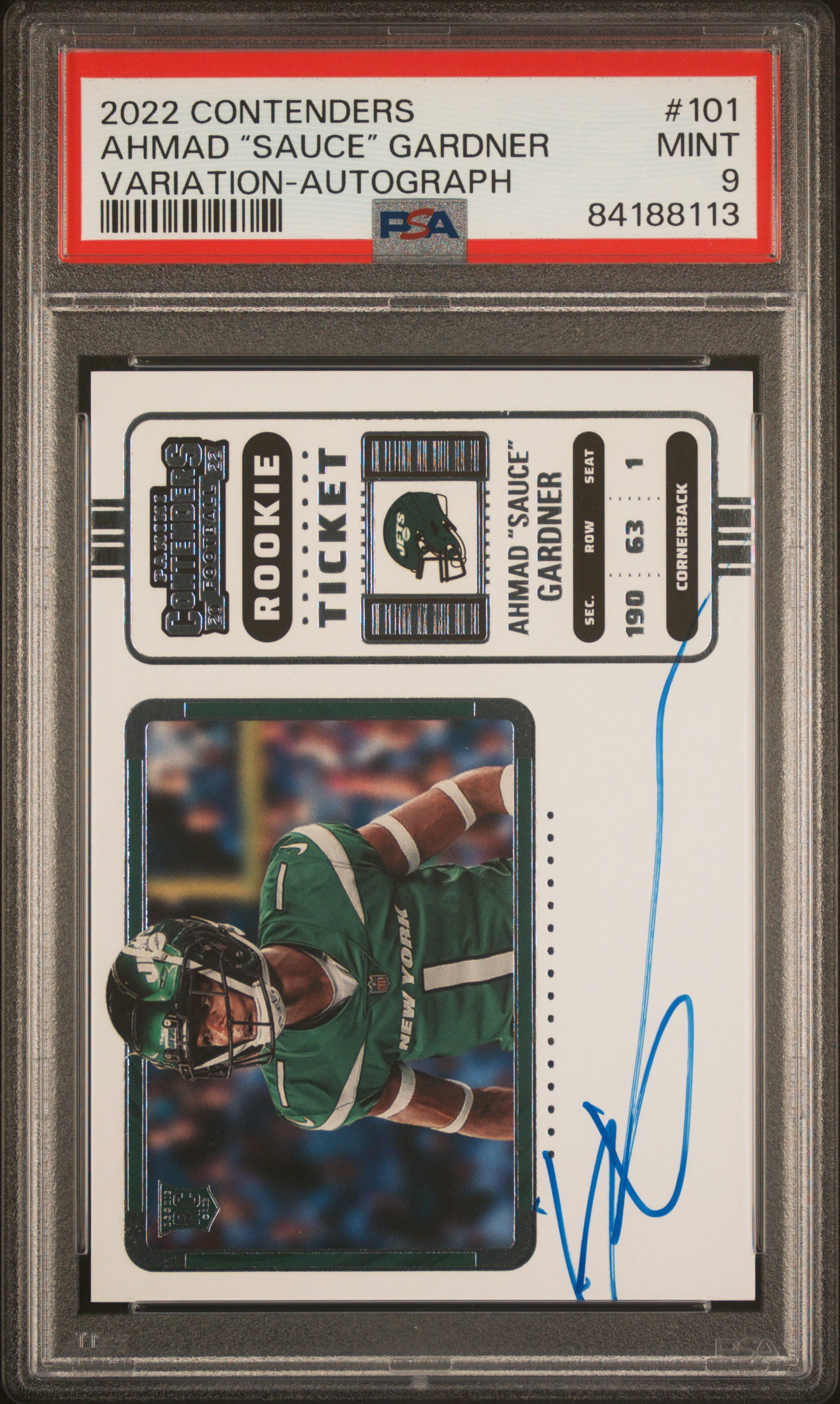 Ahmad “sauce” Gardner 2022 Panini Contenders #101 Variation-Autograph PSA 9