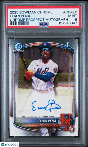 2025 Bowman Chrome Prospect Autographs Elian Pena #CPAEP Rookie PSA 9