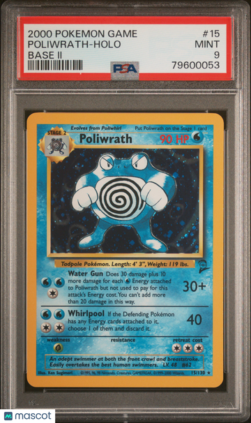 2000 Pokemon Game Base II Poliwrath Holo Base II PSA 9 #15