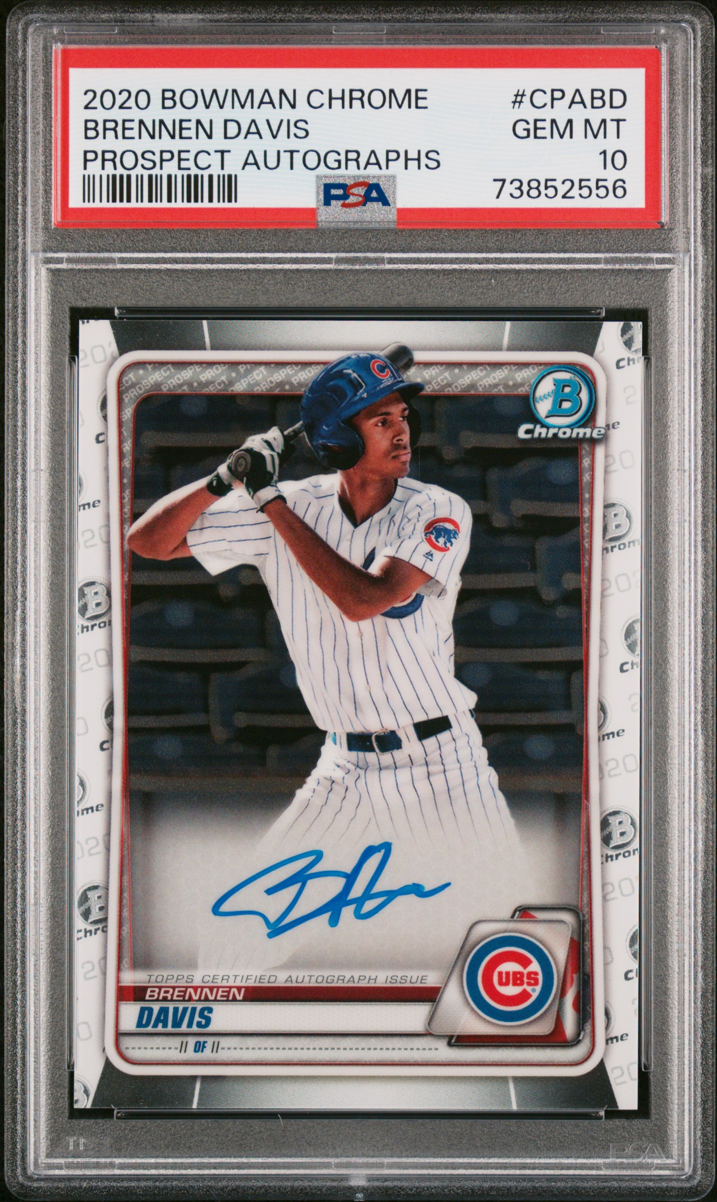 2020 Bowman Chrome Brennen Davis #CPABD Autograph PSA 10