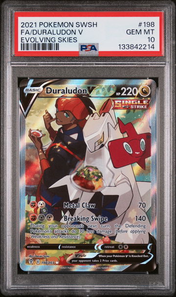 2021 Pokemon Sword and Shield Evolving Skies Duraludon V #198 PSA 10
