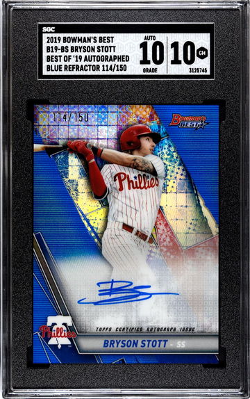2019 Bowman's Best Best of '19 Autographed Blue Refractor 114/150 Bryson Stott SGC 10 w 10 Auto Pop 3!!