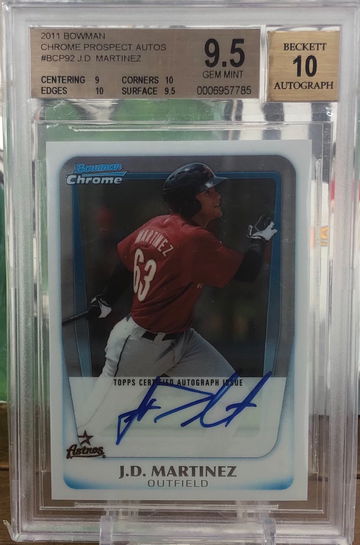 2011 Bowman Chrome JD Martinez auto BGS 9.5