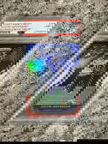 Justin Jefferson 2020 Prizm Red White Blue Prizm Rookie RC #398 PSA 9 MINT