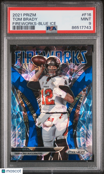 TOM BRADY 2021 Prizm Fireworks Blue Ice 15/99 #F16 PSA 9 BUCCANEERS