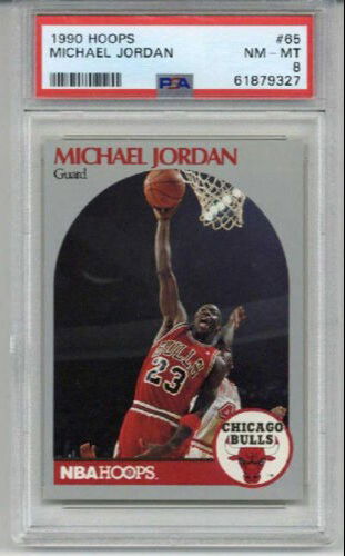 1990 HOPPS #65 MICHAEL JORDAN CHICAGO BULLS PSA 8 NM-MT NEW LABEL LOW POP RARE