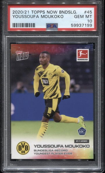 2020 Topps Now Bundesliga #45 Youssoufa Moukoko RC PSA 10 Gem Mint *7199