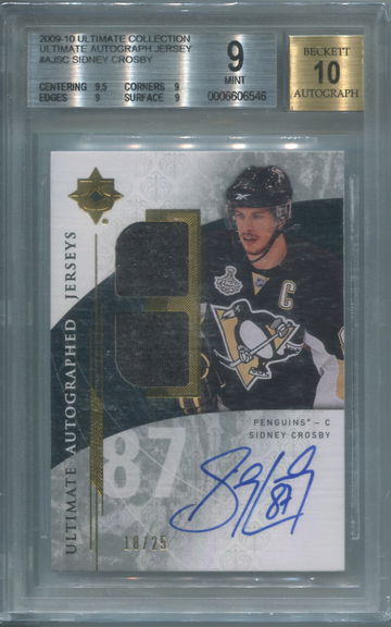 09-10 Ultimate Collection Autograph Jersey AJ-SC Sidney Crosby #18/25 BGS 9 (ships from Canada)