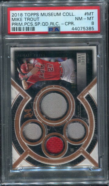 2018 Topps Museum Collection Primary Pieces Single Player Quad Relic Copper - Mike Trout RARE POP 2 SP/99 PSA 8 NM-MT