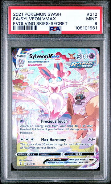 2021 Pokemon Sword and Shield Evolving Skies Secret Rare Sylveon Vmax #212 PSA 9