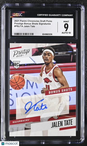 2021 Panini Chronicles Draft Picks Jalen Tate #PBJTA Prestige Bonus Shots Signatures CGC 9