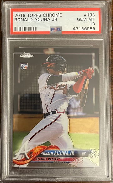 Ronald Acuna 2018 Topps Chrome Rookie Card RC #193 PSA 10