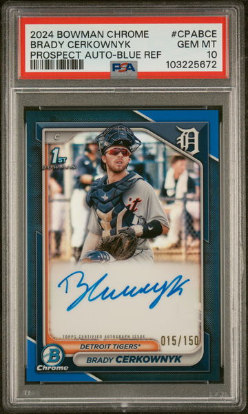 2024 Bowman Chrome Prospect Autographs Prospect Auto-Blue Ref Brady Cerkownyk #CPABCE /150 PSA 10
