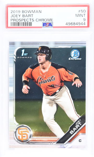 2019 Bowman Chrome Joey Bart PSA 9