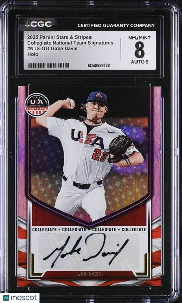 2025 Panini Stars & Stripes Gabe Davis #NTS-GD Holo Collegiate National Team Signatures CGC 8