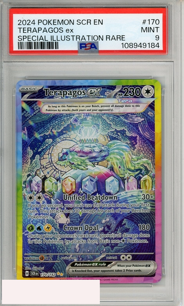 2024 POKEMON SCR EN-STELR CROWN TERAPAGOS EX #170 SPL ILL RARE PSA 9