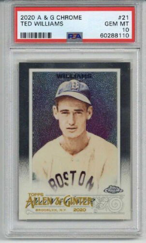 2020 TOPPS ALLEN & GINTER CHROME #21 TED WILLIAMS CARD RED SOX PSA 10