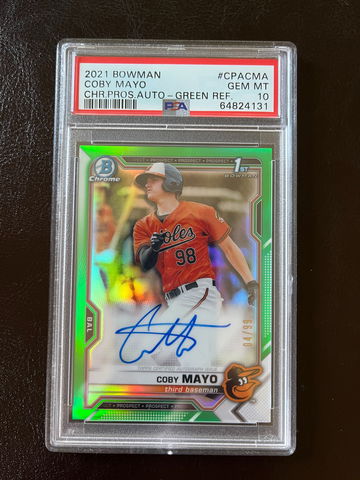 2021 Bowman Chrome Coby Mayo Green Refractor Auto Rookie 04/99 - PSA 10