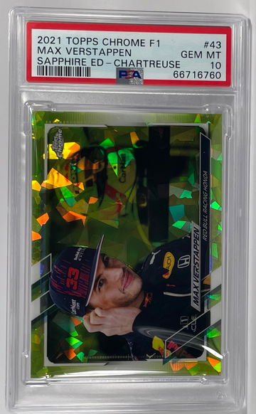 2021 Topps Chrome Formula 1 F1 Sapphire Max Verstappen Chartreuse PSA 10 #43