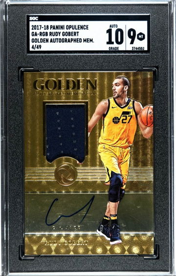 2017-18 PANINI OPULENCE RUDY GOBERT GAME-UESED PATCH AUTO 04/49 JAZZ SGC 9