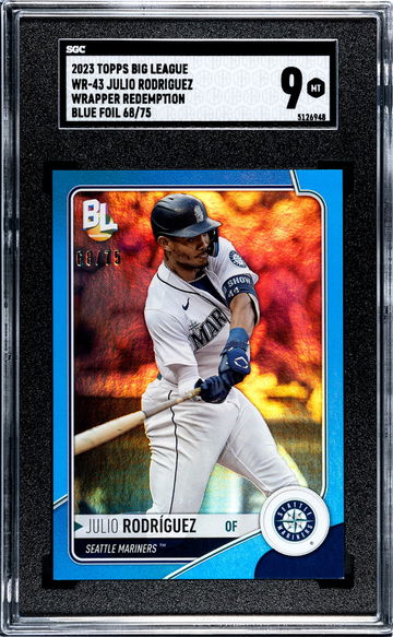 2023 Topps Big League #WR-43 Julio Rodríguez Wrapper Redemption /75 SGC 9