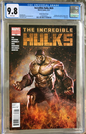Incredible Hulks #635 (2011) CGC 9.8 -- White pgs; Adi Granov Variant cover Hulk