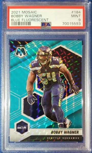 2021 Panini Mosaic Blue Fluorescent Bobby Wagner /15 #184 PSA 9 Seahawks