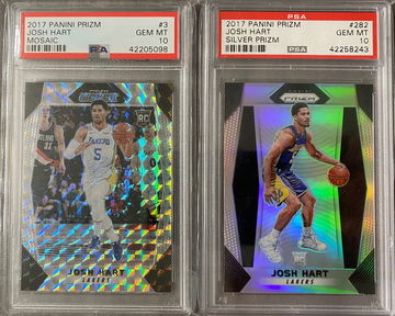 Lot of 2x josh hart rookie rc psa 10 mosaic #3 pop 15 silver prizm #282 pop 156