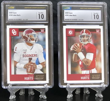 2020 Score Jalen Hurts Rookie RC Lot of 2 Graded CSG Gem Mint 10