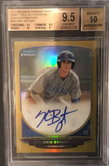 2013 Bowman Chrome Auto Draft Kris Bryant Gold Refractor BGS 9.5/10