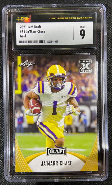 2021 Leaf Draft GOLD Ja'Marr Chase CSG 9 MINT Low POP