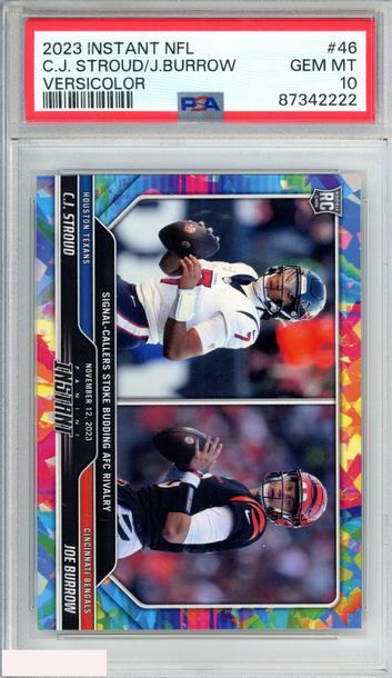 2023 PANINI INSTANT NFL CJ STROUD JOE BURROW #46 VERSICOLOR 3 OF 5 ROOKIE PSA 10