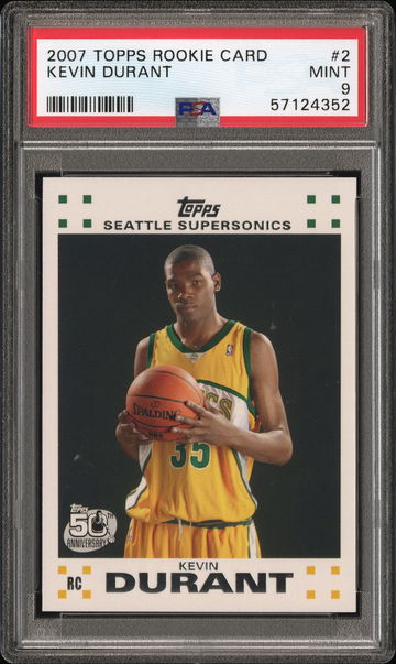 2007 Topps Rookie Card Kevin Durant #2 /14 PSA 9