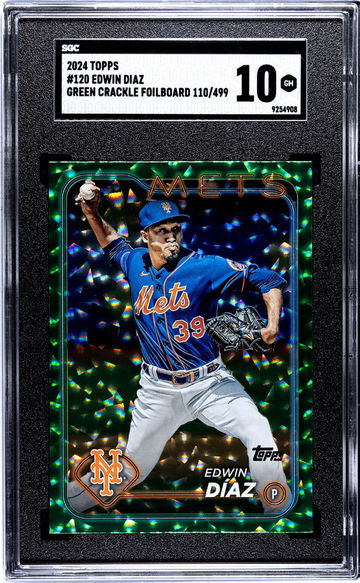 2024 Topps Series 1 Green Crackle Foilboard Edwin Diaz #120 /499 SGC 10