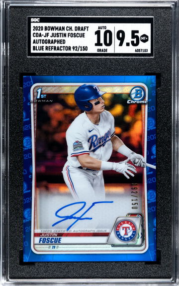 Justin Foscue True Blue Auto CDA-JF 2020 Bowman Chrome Draft 92/150