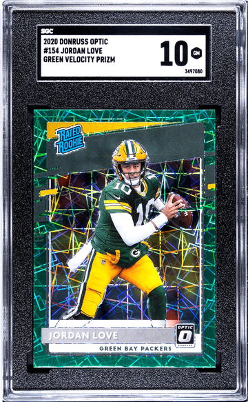 2020 Panini Donruss Optic Green Velocity Prizm Jordan Love #154 RC SGC 10