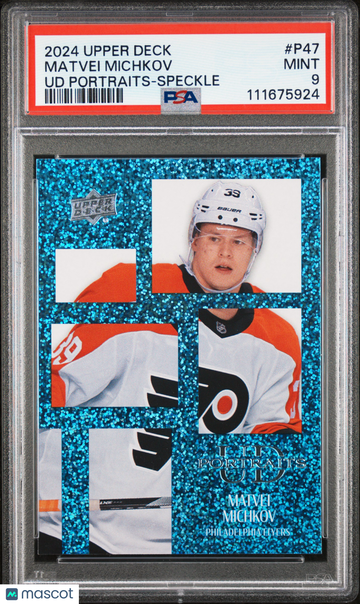 2024 Upper Deck UD Portraits Matvei Michkov #P47 Speckle PSA 9