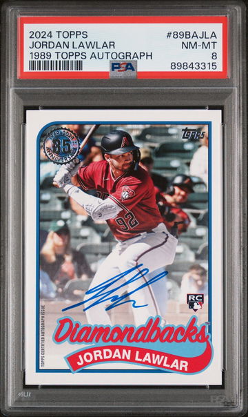 2024 TOPPS JORDAN LAWLAR 1989 BASEBALL AUTOGRAPHS #89BAJLA PSA 8 BS.E1.42