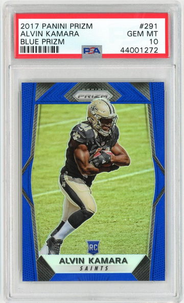 2017 Panini Prizm Blue SSP Alvin Kamara PSA 10 Rookie RC POP 1