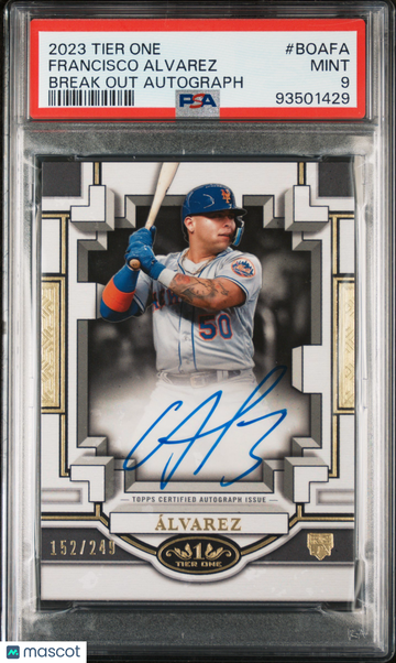 2023 Topps Tier One Break Out Autographs Francisco Alvarez #BOAFA /249 PSA 9